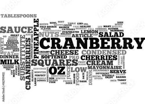 BEST RECIPES CRANBERRY SALAD SQUARES TEXT WORD CLOUD CONCEPT