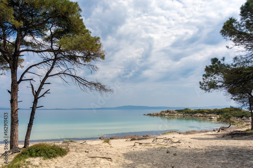 Beautiful scenery by the sea in Vourvourou, Chalkidiki, Greece 