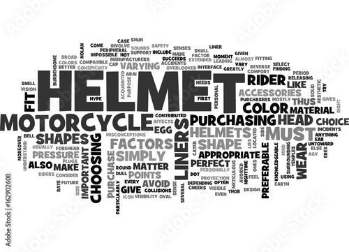 WEAR THE PERFECT FIT HELMET TEXT WORD CLOUD CONCEPT
