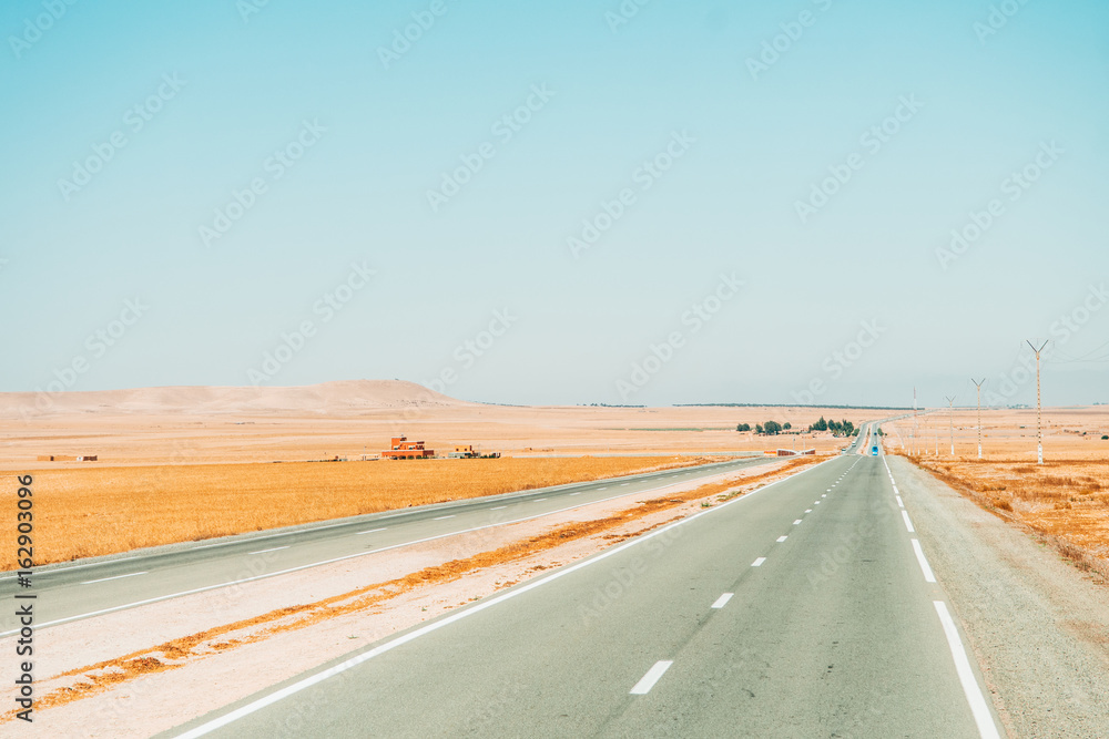 lonely desert road at morocco lonely desert road at morocco
