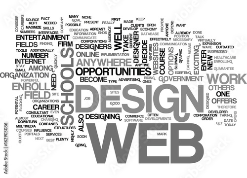 WEB DESIGN SCHOOLS TEXT WORD CLOUD CONCEPT