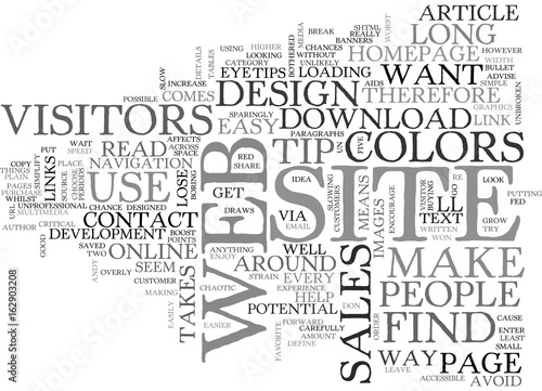 WEB DESIGN TIPS TO GROW YOUR ONLINE SALES TEXT WORD CLOUD CONCEPT