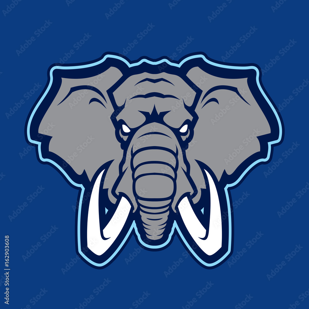 Fototapeta premium Elephant vector mascot. Head of African elephant. Emblem design for sport team.