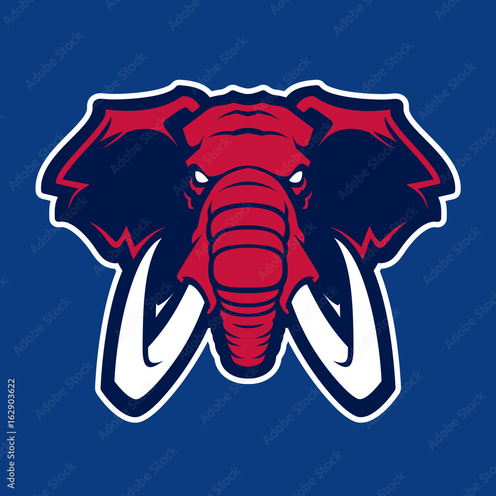 Fototapeta premium Elephant vector mascot. Head of African elephant. Emblem design for sport team.