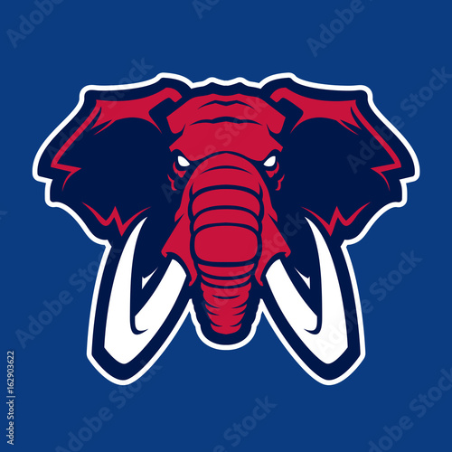 Elephant vector mascot. Head of African elephant. Emblem design for sport team.