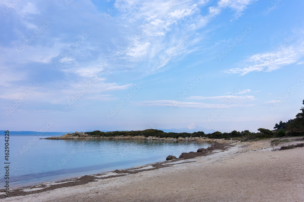 Beautiful scenery by the sea in Vourvourou, Chalkidiki, Greece 