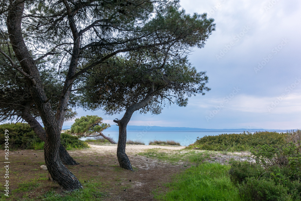 Beautiful scenery by the sea in Vourvourou, Chalkidiki, Greece Beautiful scenery by the sea in Vourvourou, Chalkidiki, Greece