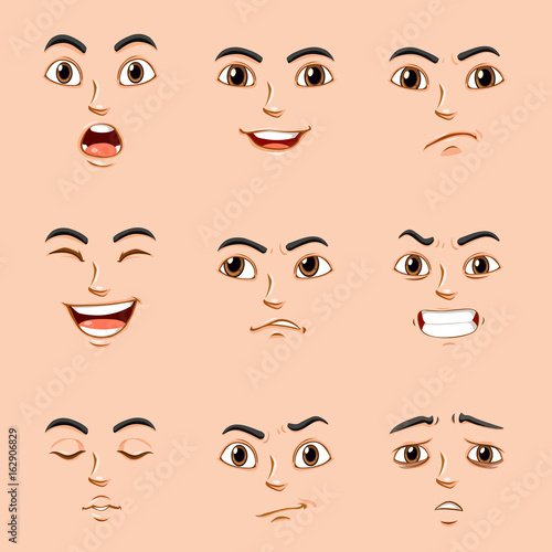 Different facial expressions of human