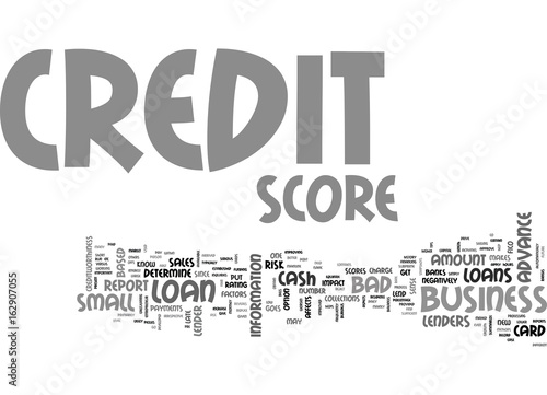 WHAT GOES BEHIND YOUR CREDIT SCORE TEXT WORD CLOUD CONCEPT photo