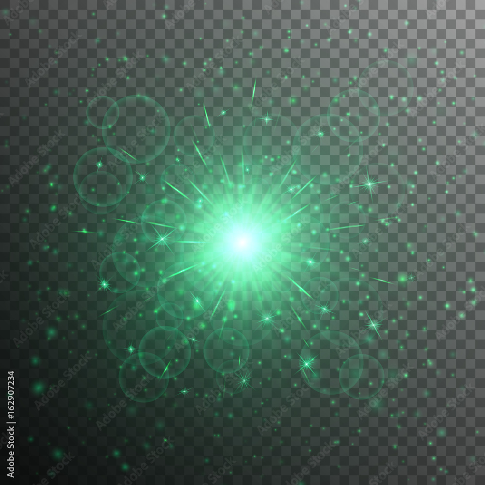 Bright star with a green light effect on a translucent background
Bright star with a green light effect on a translucent background