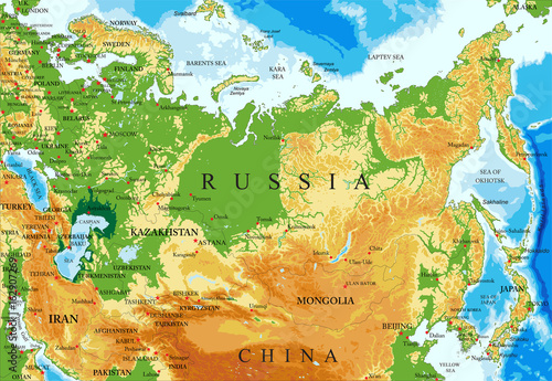 Fotografia, Obraz Russia relief map