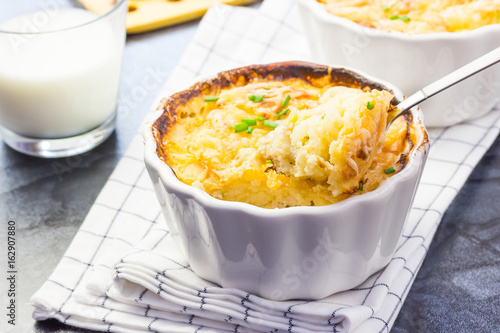 Loaded mashed potato casserole. 