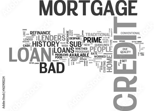 WHAT IS BAD CREDIT MORTGAGE LOAN TEXT WORD CLOUD CONCEPT