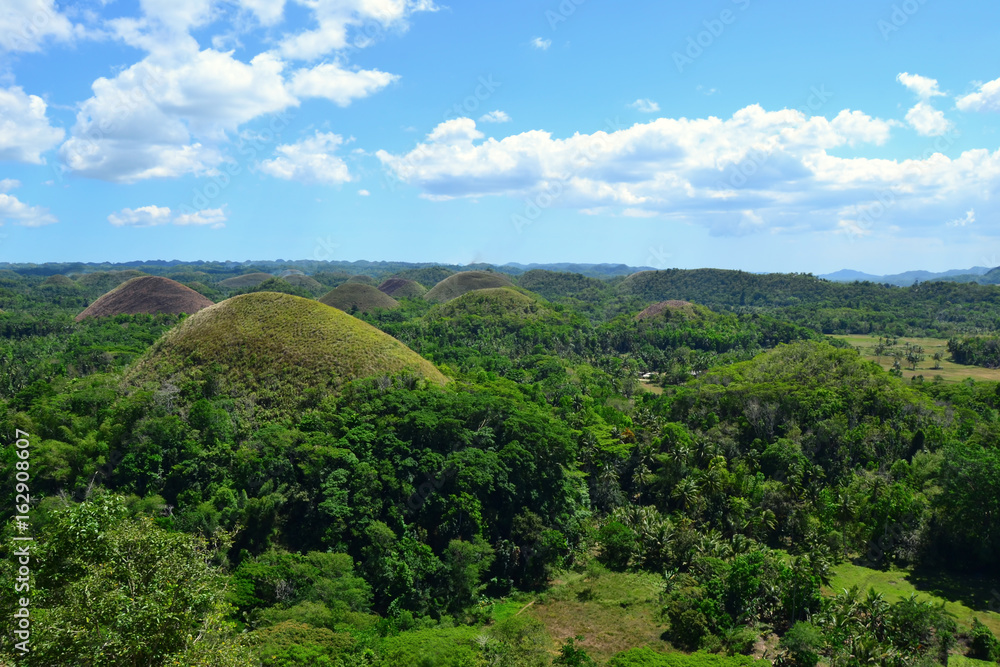 Amazing Chocolate hills panorama is the famous touristic place in the Bohol province of the Philippines. March 2016 by Viktoriia Augustinovych