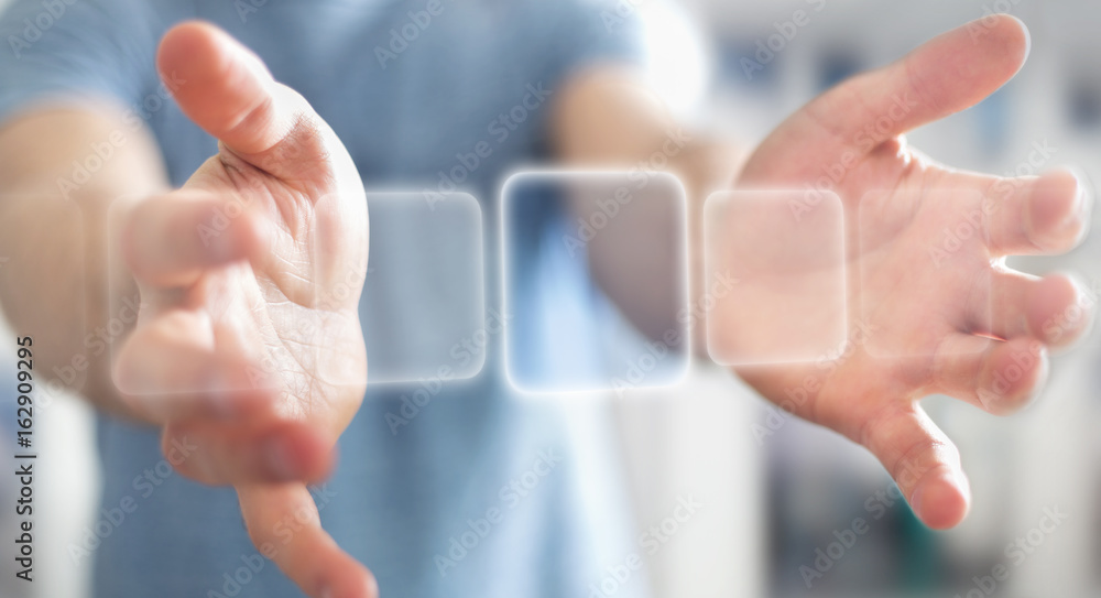 Businessman surfing on internet with digital tactile interface 3D rendering Businessman surfing on internet with digital tactile interface 3D rendering