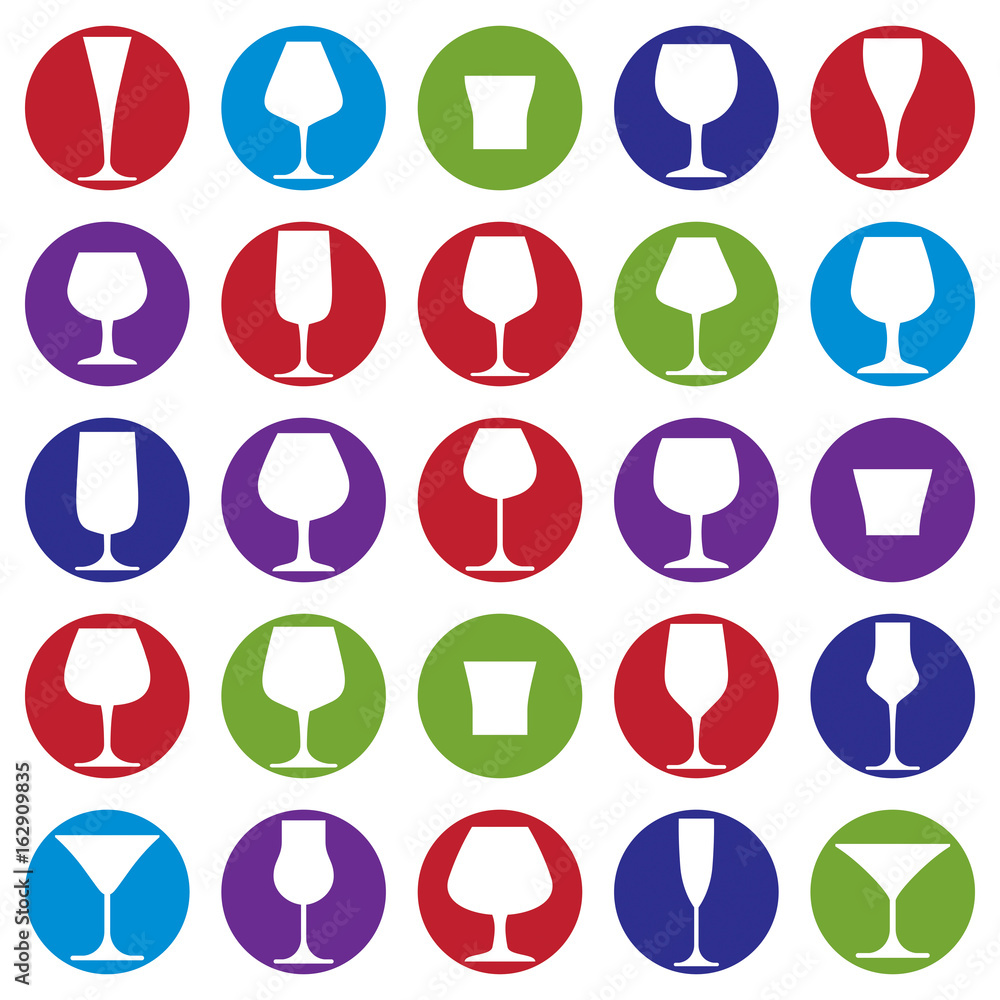 Drinking glasses collection, martini, wineglass, cognac, whiskey and champagne. Alcohol theme simple vector illustrations, lifestyle design elements. Different goblets. Drinking glasses collection, martini, wineglass, cognac, whiskey and champagne. Alcohol theme simple vector illustrations, lifestyle design elements. Different goblets.