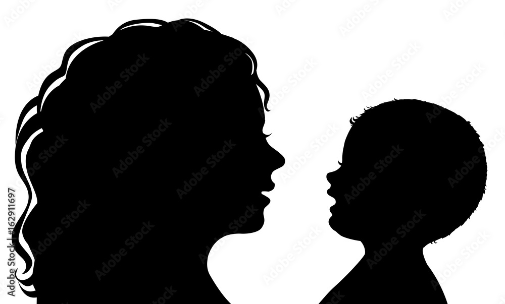 Silhouette mother and baby Silhouette mother and baby