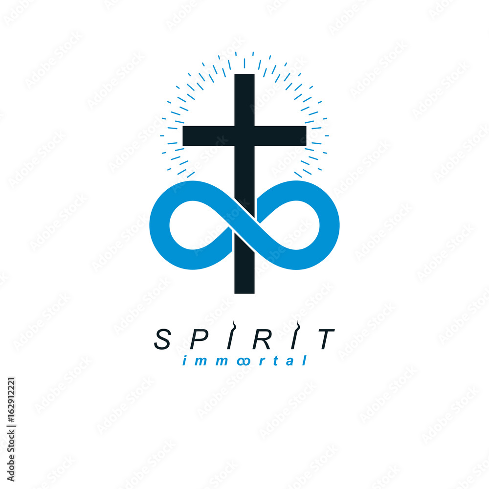 Everlasting Christian Belief in God vector creative symbol design, combined with infinity endless loop and Christian Cross, vector logo or sign. Everlasting Christian Belief in God vector creative symbol design, combined with infinity endless loop and Christian Cross, vector logo or sign.
