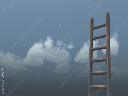 ladder in front of cloudy sky - 3d illustration