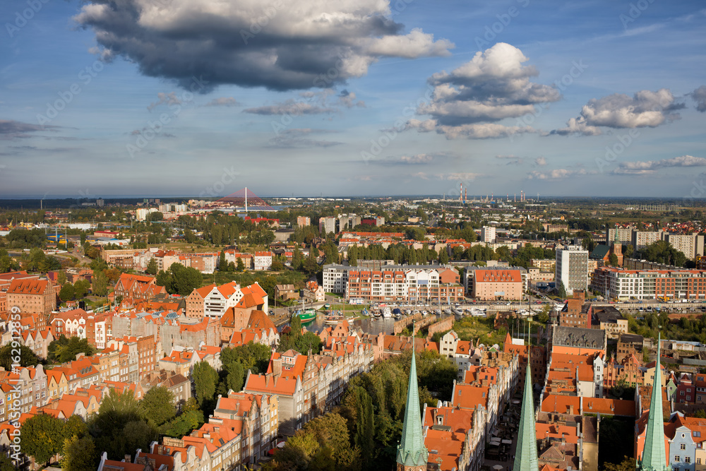 Fototapeta premium City Of Gdansk Aerial Cityscape, Poland