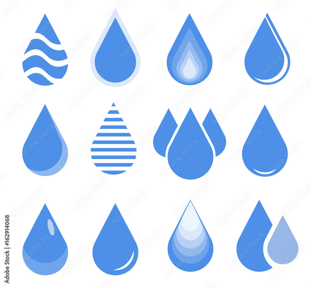 water drop set, blue drop buttons. Vector Illustration water drop set, blue drop buttons. Vector Illustration