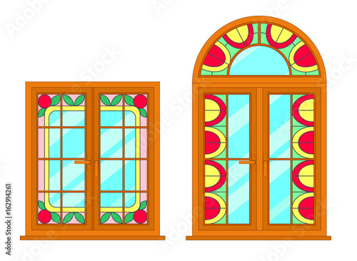 Vector modern windows with stained glass motif. For interior and exterior use.