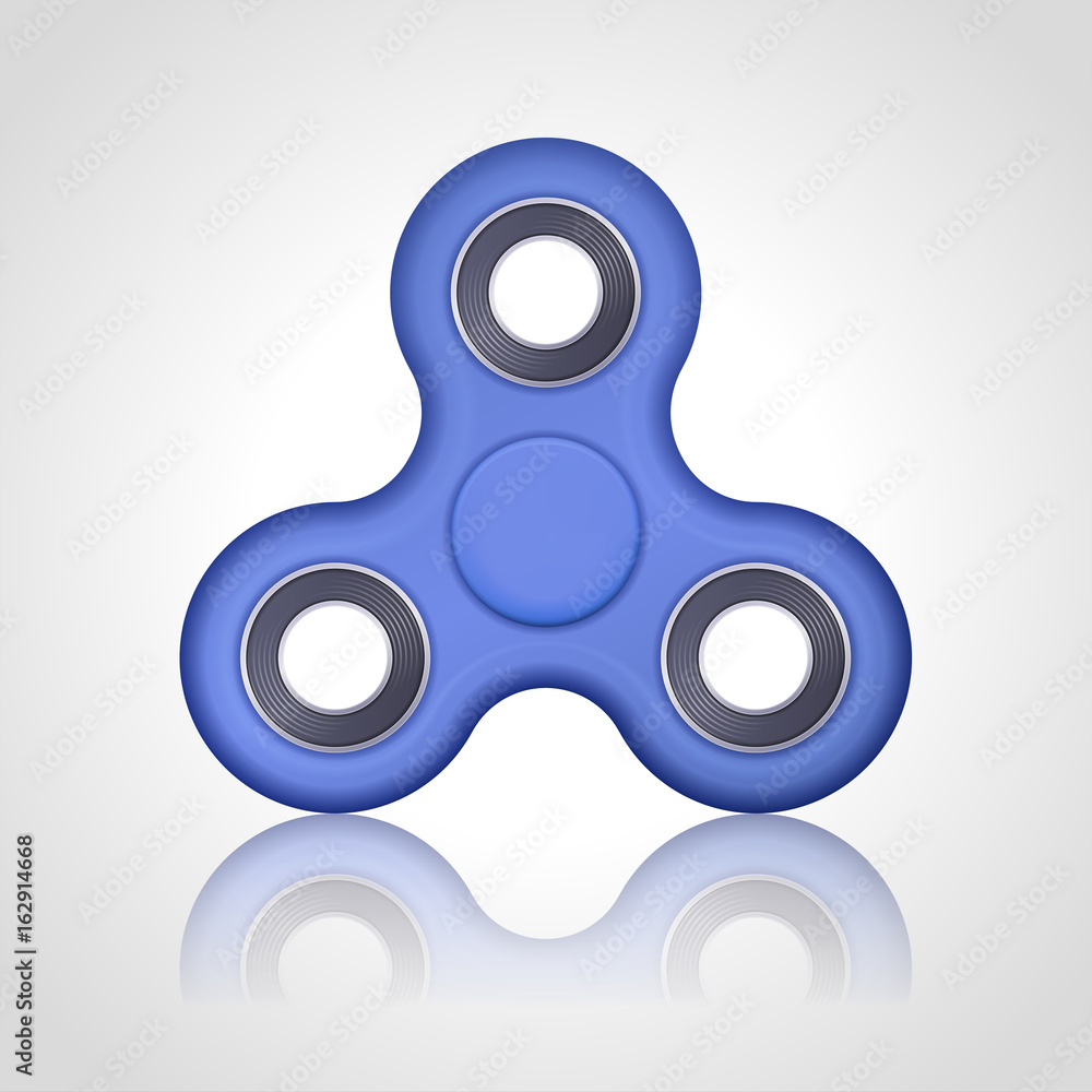 Vector realistic hand blue spinner. Fidget toy for increased focus, stress relief illustration. EPS 10 Vector realistic hand blue spinner. Fidget toy for increased focus, stress relief illustration. EPS 10