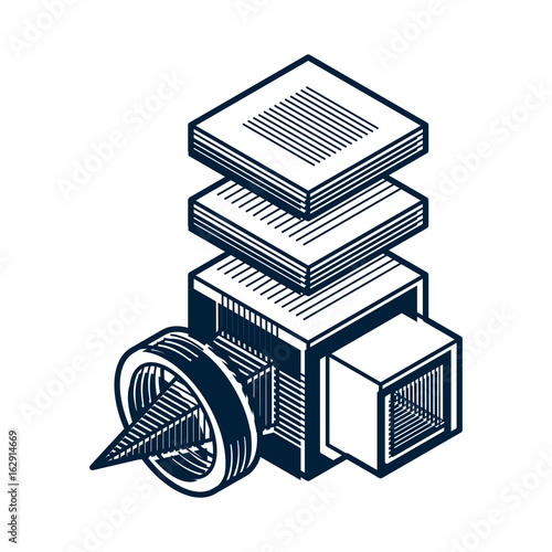 Vector abstract 3d geometric shape, polygonal figure.