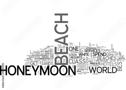 WHAT TO GET ON A BEACH HONEYMOON TEXT WORD CLOUD CONCEPT