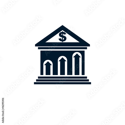 Banking conceptual logo, unique vector symbol. Banking system. The Global Financial System. Circulation of Money.