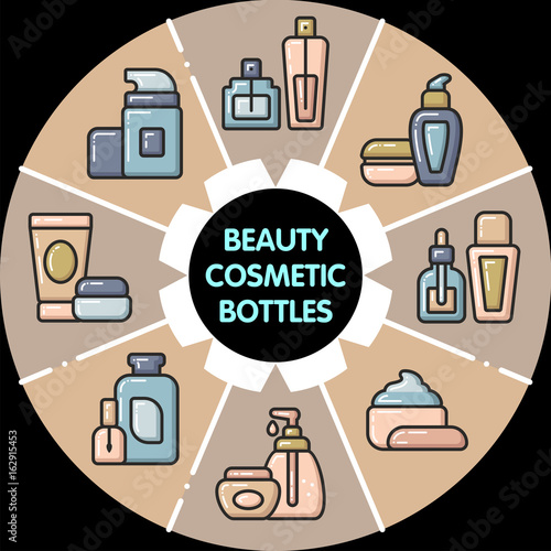 Wallpaper Mural Infographic_set of beauty cosmetic bottles Torontodigital.ca