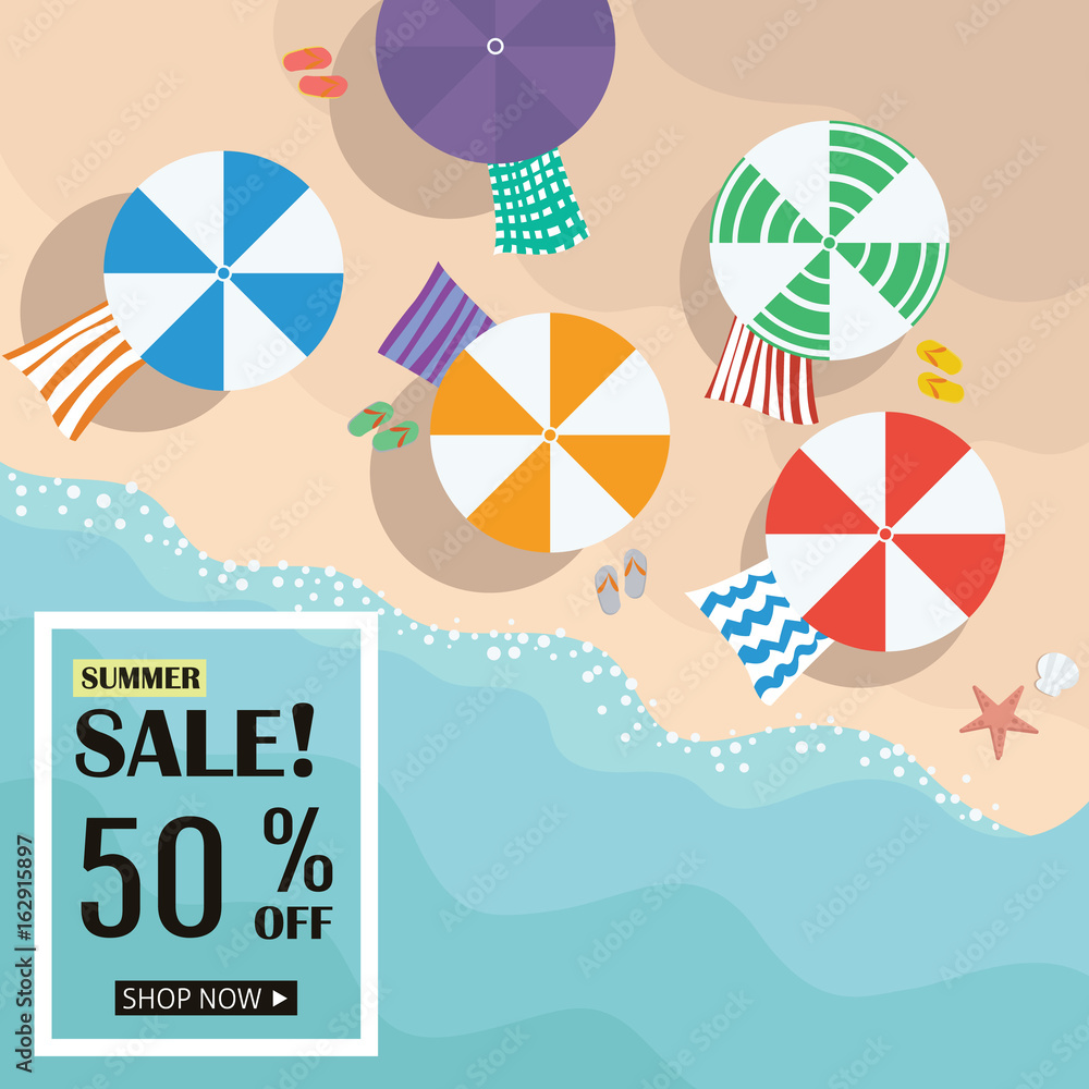 summer sale banner promotion discount background design illustration vector