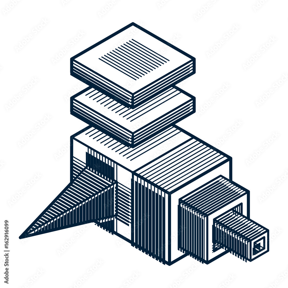 Vector abstract 3d geometric shape, polygonal figure. Vector abstract 3d geometric shape, polygonal figure.