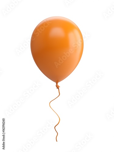3D Rendering orange Balloon Isolated on white Background