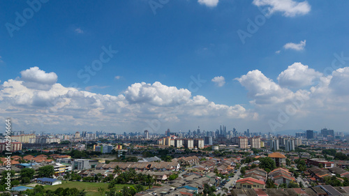 Photography Blue sky with clouds in downtown Kuala Lumpur, Malaysia