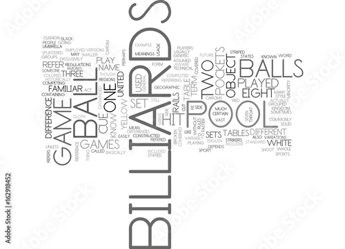 WHATS THE DIFFERENCE BETWEEN POOL AND BILLIARDS TEXT WORD CLOUD CONCEPT