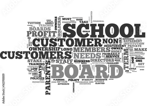 WHEN CUSTOMERS ARE OWNERS THE NON PROFIT SCHOOL BOARD TEXT WORD CLOUD CONCEPT