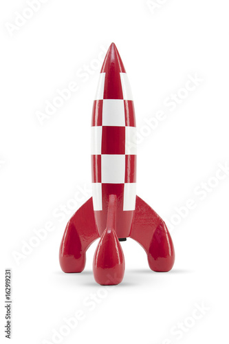 Fototapeta Naklejka Na Ścianę i Meble -  Spielzeug Rakete rot weß Tim und Struppi