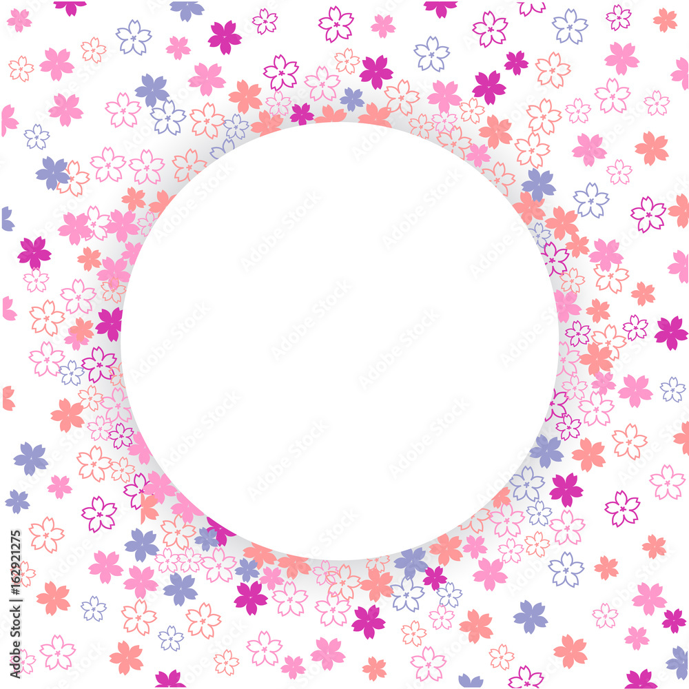 red and pink sakura flowers Japan cherry floral frame circle shape for Valentines day decorative romantic element with empty space for text blank. ribbon. vector illustration. red and pink sakura flowers Japan cherry floral frame circle shape for Valentines day decorative romantic element with empty space for text blank. ribbon. vector illustration.