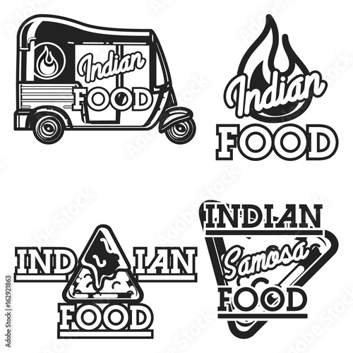 Color vintage indian food emblems