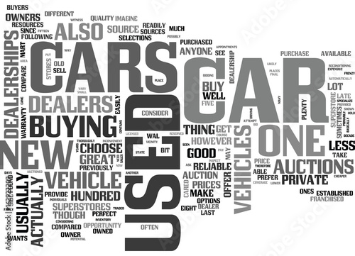 WHERE TO GET GREAT USED CARS TEXT WORD CLOUD CONCEPT