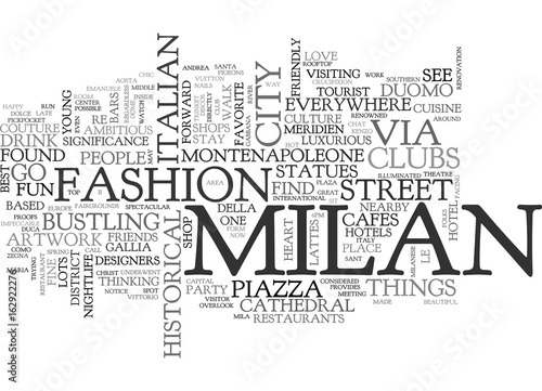 WHERE TO GO FOR FUN IN MILAN TEXT WORD CLOUD CONCEPT