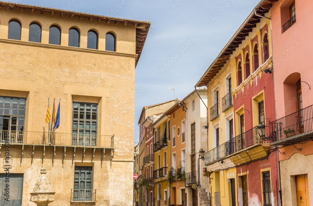 Alarco Palace and colorful street in Xativa
