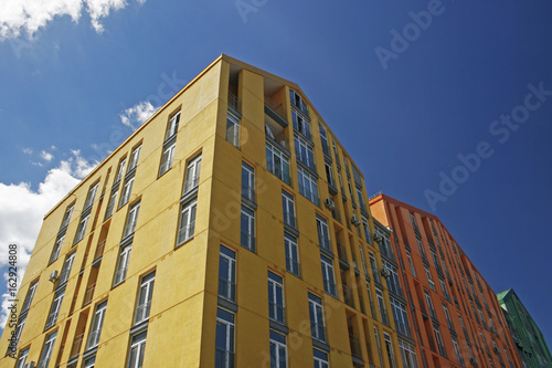 Colored apartment buildings