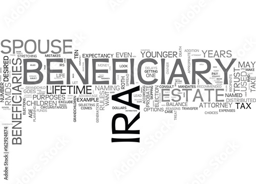 WHO SHOULD BE THE BENEFICIARY OF YOUR IRA TEXT WORD CLOUD CONCEPT