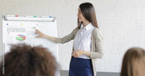 Asian Businesswoman Speaker On Presentation With Group Of Business People Asking Questions During Conference Meeting Training Seminar Slow Motion 60