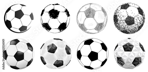 soccer ball collection in different styles