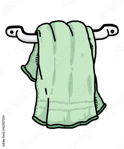 hanging towel in bathroom / cartoon vector and illustration, hand drawn style, isolated on white background.