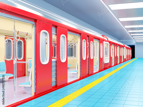 subway train arrive on station photo