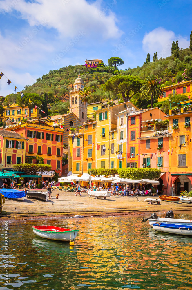 Beautiful bay with colorful houses in Portofino, Liguria, Italy